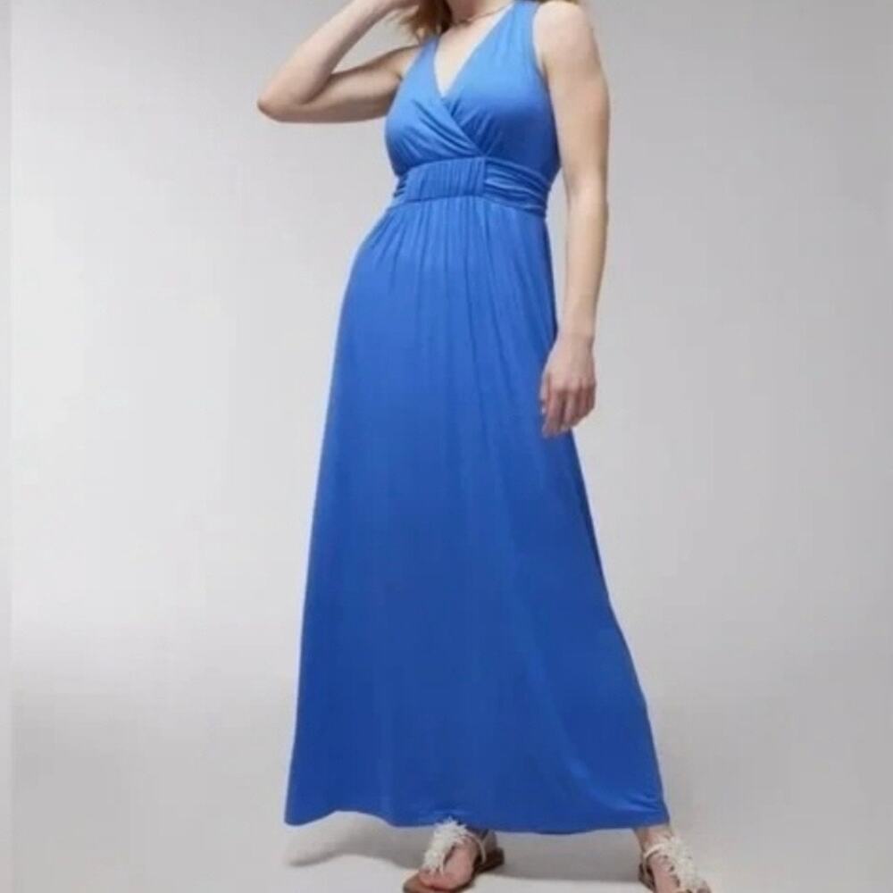 Soma Wknd Isla Cross Back Soft Jersey Maxi Dress Women's Medium Blue
